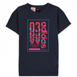 Image of adidas Box 03 QT T Shirt Junior Boys - Navy/Pink/Blue