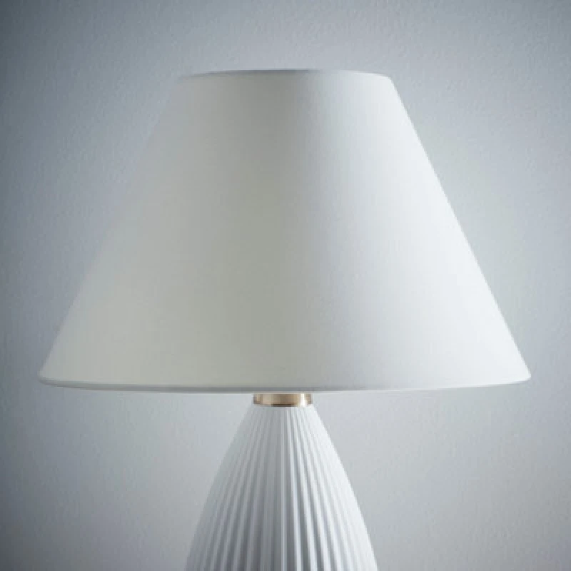 Image of K Living 10" Cream Textured Linen Fabric Coolie Lampshade Modern Table Lamp And Floor Lamp Cone Light Shade