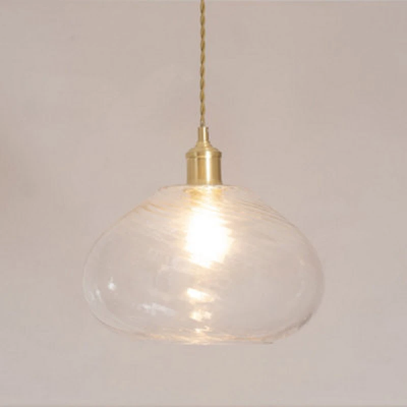 Image of ValueLights ValueLights Corinne Twill Spiral Bulbous Glass Easy Fit Pendant Lamp Shade in Clear Clear One Size Unisex 5016529272564