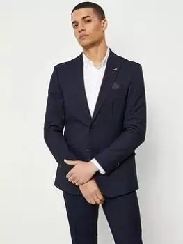 Image of Burton Menswear London Burton Slim Fit Navy Tonal Grindle Jacket, Navy, Size 46, Length Regular, Men