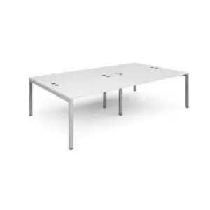 Image of Bench Desk 4 Person Rectangular Desks 2800mm White Tops With Silver Frames 1600mm Depth Connex