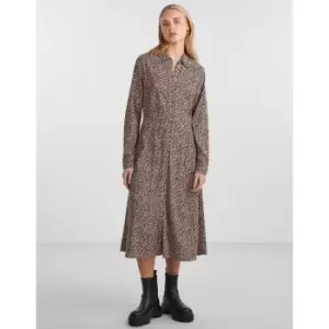 Image of Midi Shirt Dress in Leopard Print