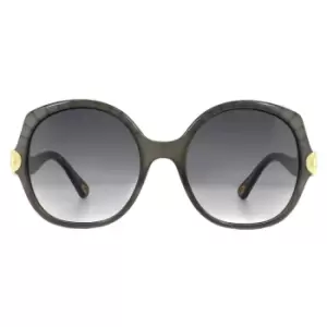 Image of Round Dark Grey Grey Gradient Sunglasses