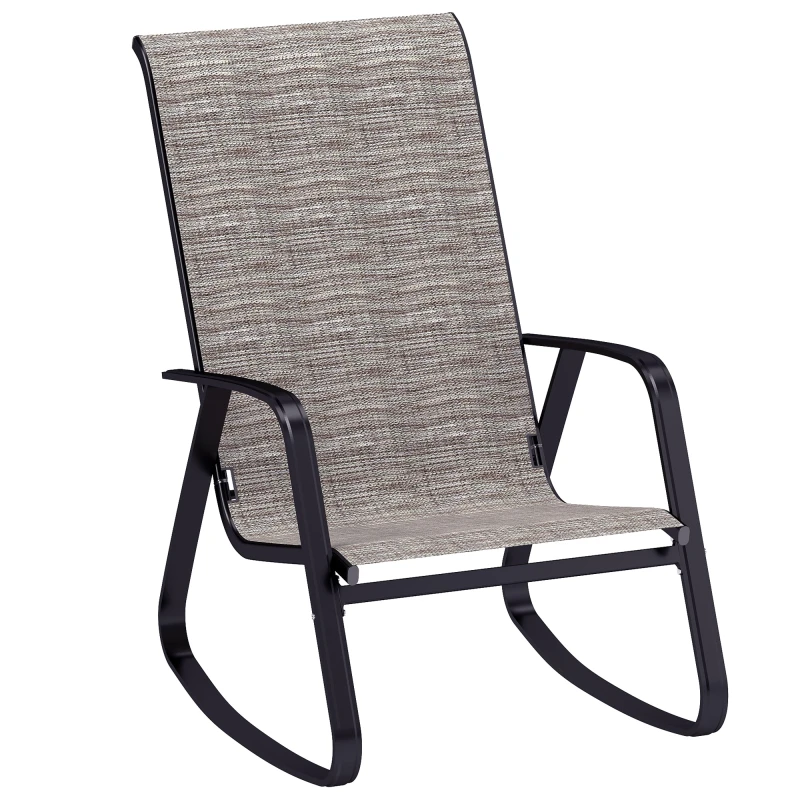 Image of Outsunny Garden Rocking Chair With Armrests - High Back - Brown TJ Hughes 5063603061255