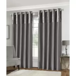 Image of Isabella Rose Olivia Velvet Top Eyelet Curtains - Silver - 117cm (46") X 229cm (90") TJ Hughes