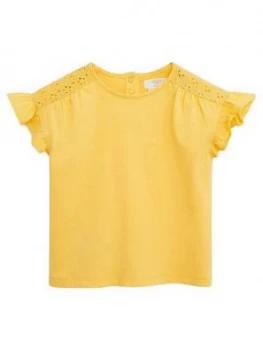 Image of Mango Baby Girls Frill Sleeve Tshirt - Yellow