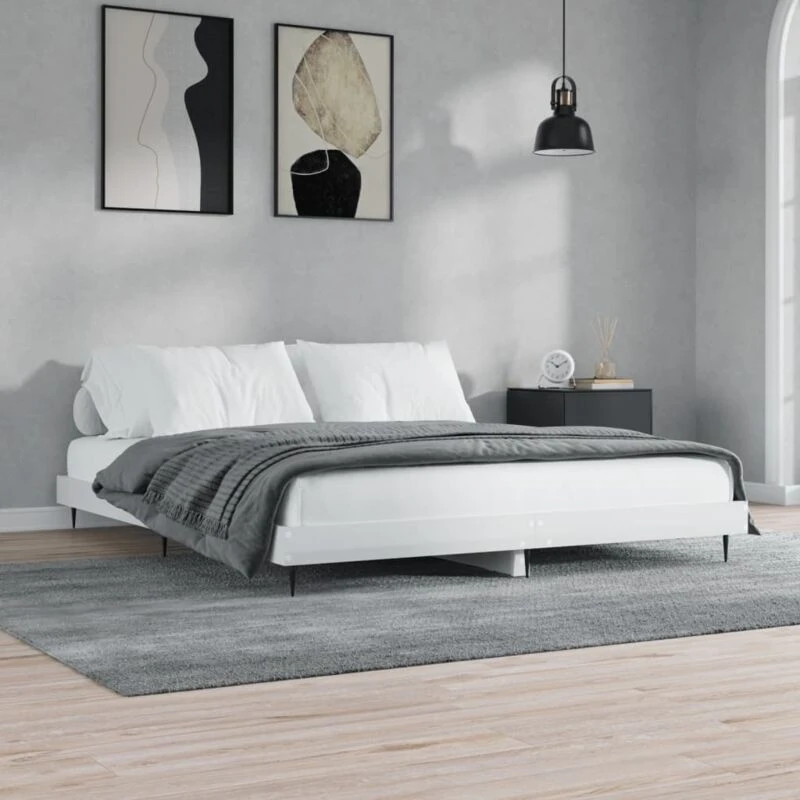 Image of VIDAXL Bed Frame without Mattress High Gloss White 150x200cm King Size Vidaxl 8720845797249