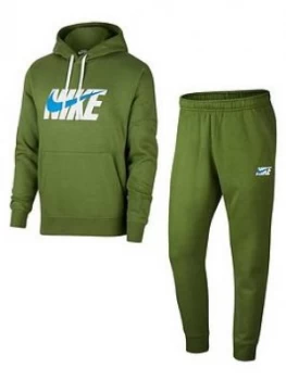 Image of Nike Hooded Fleece Graphic Tracksuit - Green