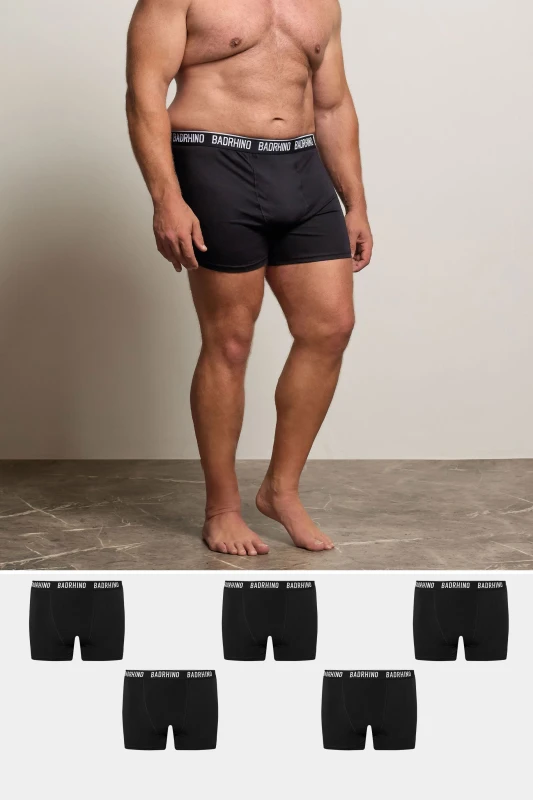 Image of BadRhino BadRhino Men 5 Pack Boxers in Black Size: large Black L Male 5059738955330