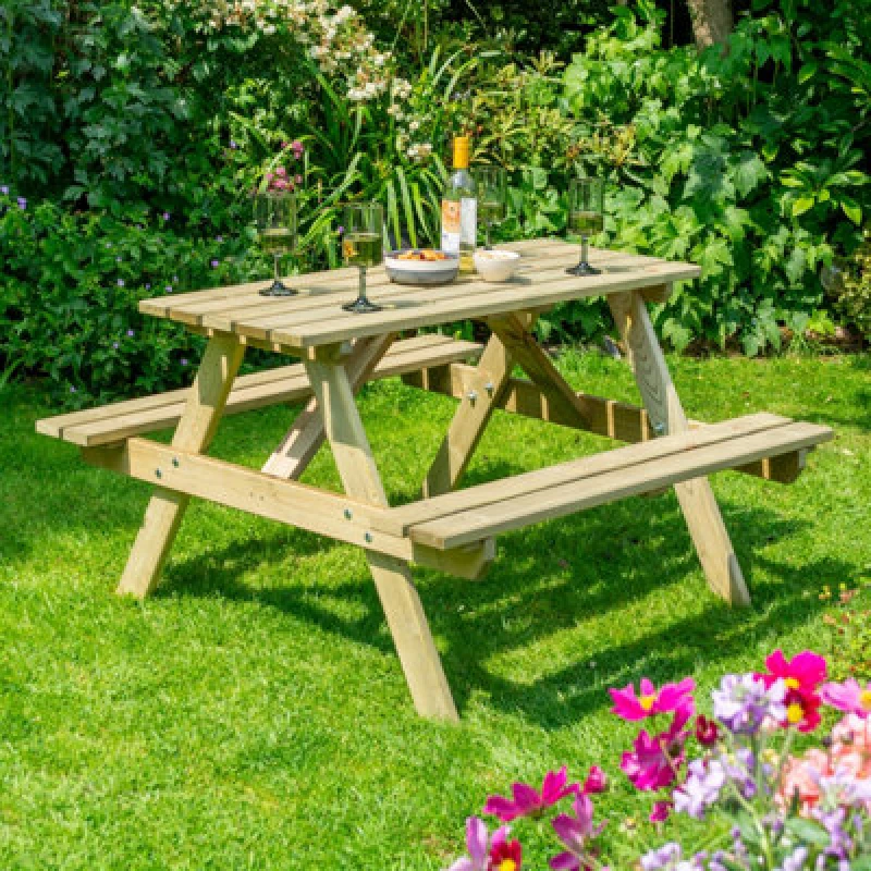 Image of Rowlinson Traditional Softwood 4 Seat Picnic Table 1.2M