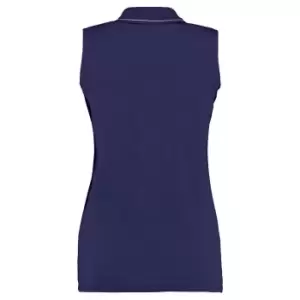 Image of Kustom Kit GamegearA Ladies Proactive Sleeveless Polo Shirt (16) (White/Navy)