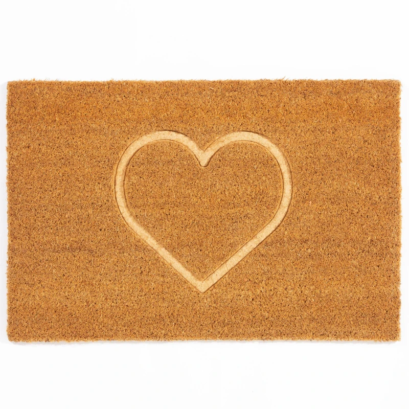 Image of Arthouse Astley Pressed Heart Embossed PVC Backed Coir 40x6 Door Mats One Size Beige 87872604000