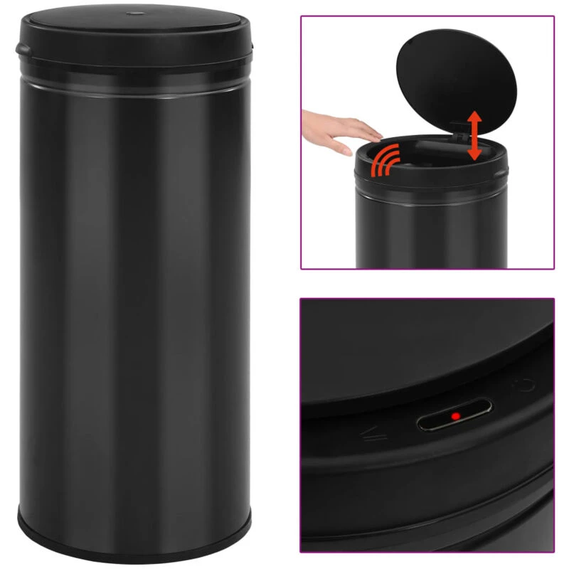 Image of VIDAXL Automatic Sensor Dustbin 80 l Carbon Steel Black Vidaxl 8720286044100