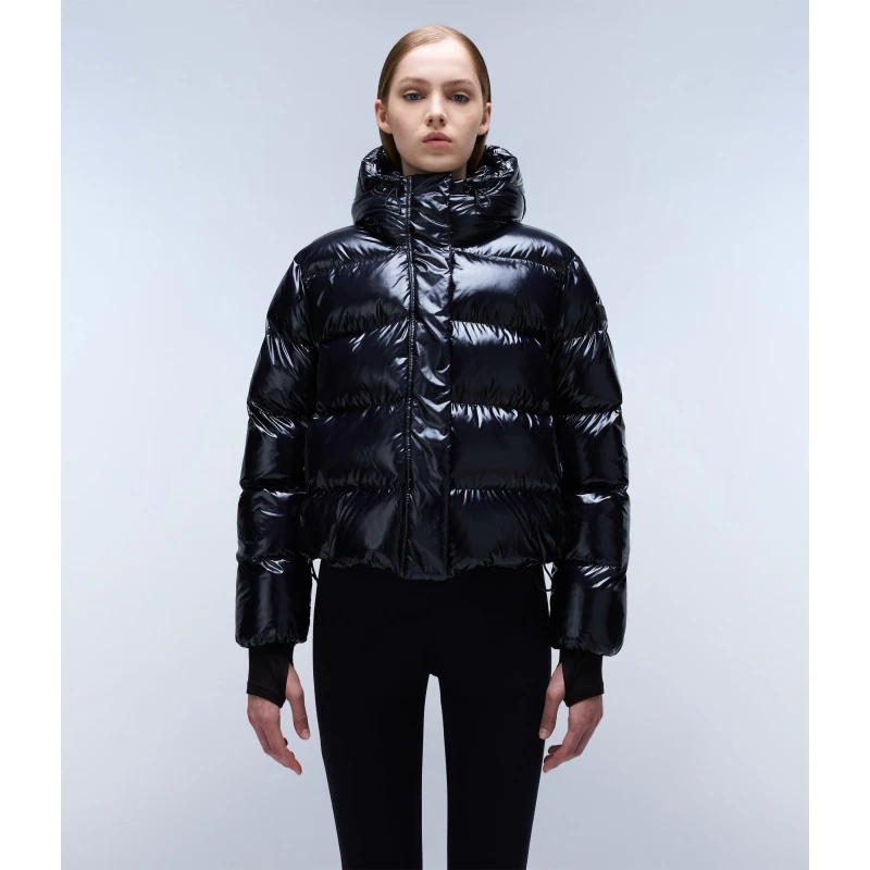 Image of Napapijri Womens Glane Mirror Zip Adjustable Hood Short Puffer Jacket Black 041 female 12 (M)