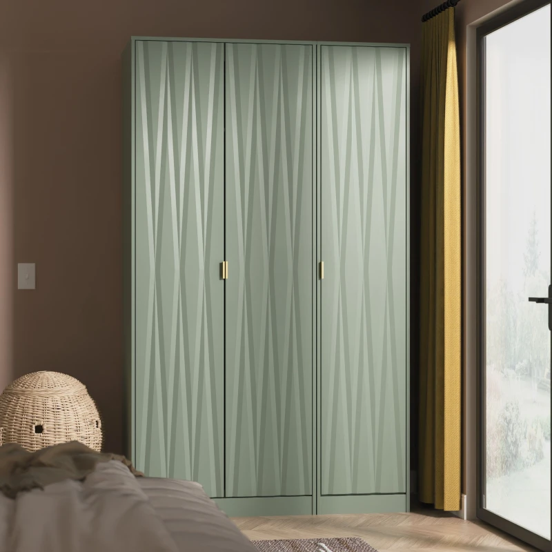 Image of Ready Assembled 2 U Dallas 3 Door Wardrobe (Ready Assembled) in Pale Green Pale Green Unisex