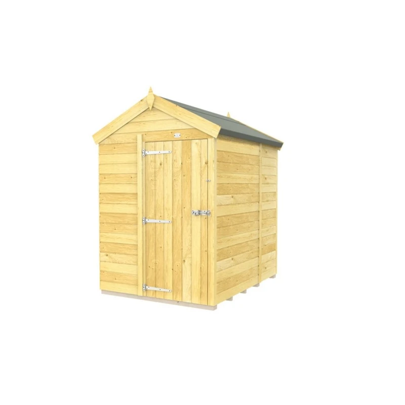 Image of Buttercup Farm 5 x 6 Feet Apex Shed - Single Door W/O Windows - L187 x W147 x H217cm in Brown Brown Unisex