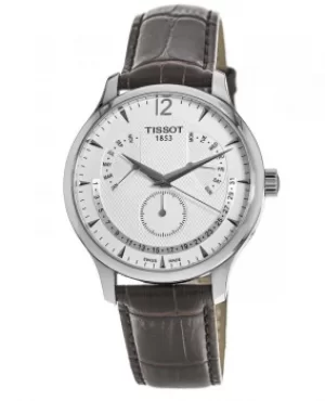 Image of Tissot T-Classic Tradition Perpetual Calendar Silver Dial Leather Strap Mens Watch T063.637.16.037.00 T063.637.16.037.00