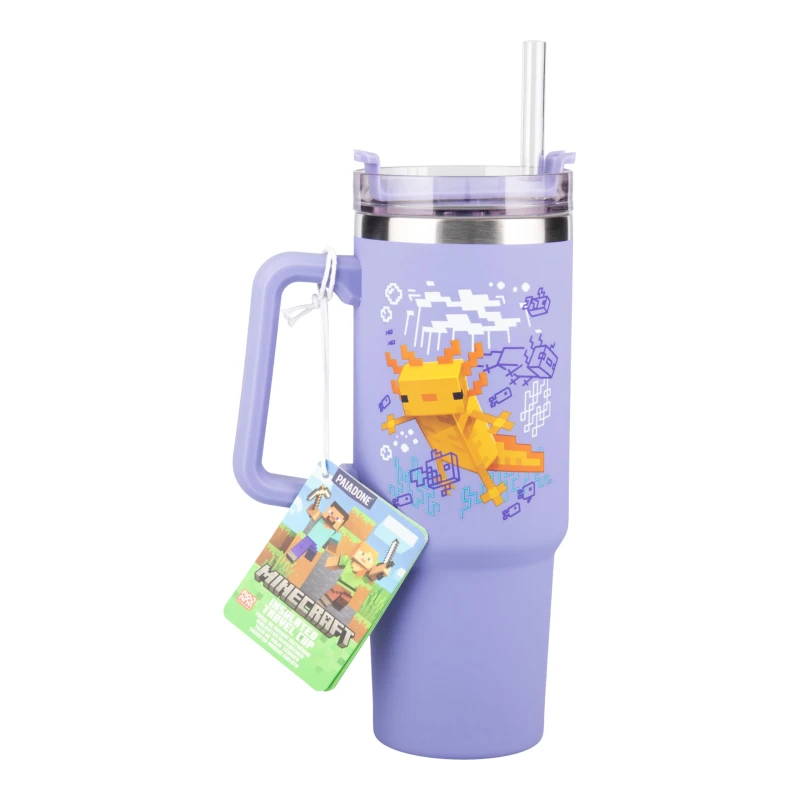 Image of Minecraft Purple 900Ml Insulated Cup And Straw