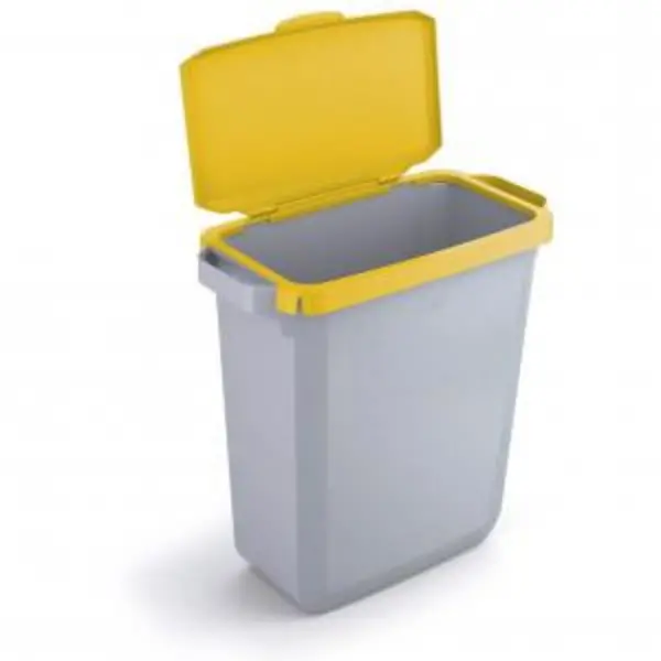 Image of DURABIN Plastic Waste Bin 60 Litre Grey With Yellow Hinged Lid & EXR28412DR