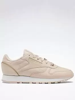 Image of Reebok Classic Leather Shoes, Beige/White, Size 4, Women