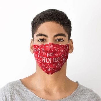 Image of HO HO HO Red Christmas Icons Face Covering - Large