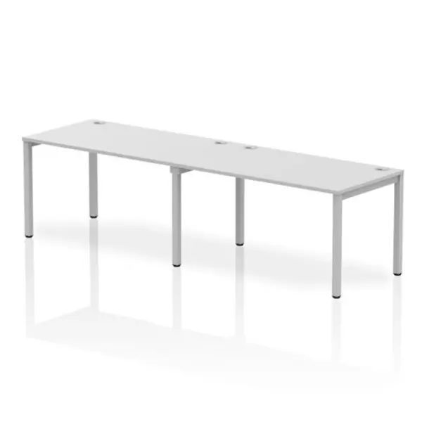 Image of Impulse Bench Impulse Bench Single Row 2 Person 1400 Silver Frame Office Bench Desk White IMBS214WHTS