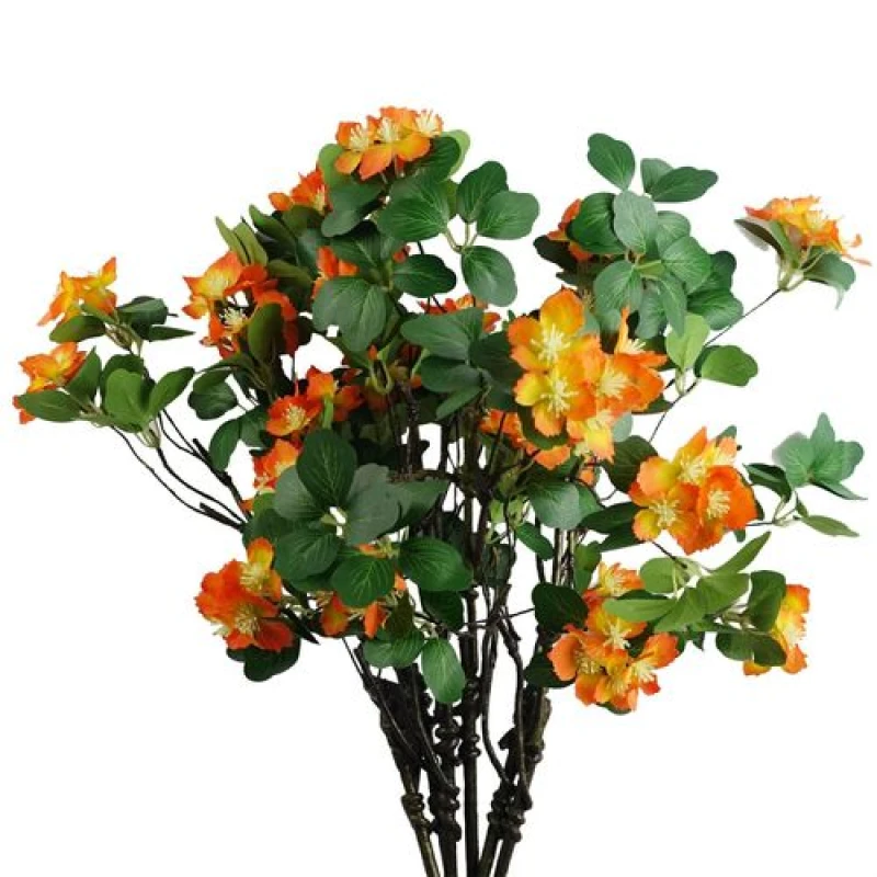 Image of Leaf Pack of 6 x 60cm Flower Foliage Spray - Orange