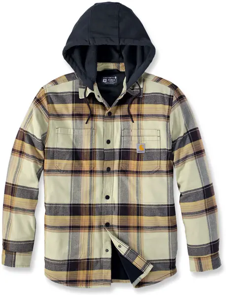 Image of Carhartt Rugged Flex Flannel Fleece, textile jacket , color: Dark Brown/Light Yellow/Black , size: M