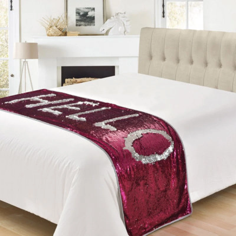 Image of Velosso Mermaid Sparkle Sequin Throw Reversible Shimmering Blanket For Sofa Or Bed, Soft & Cosy, 65Cm X 200Cm - Fuchsia And Silver