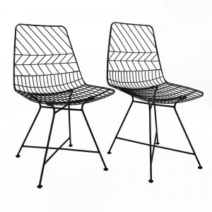 Image of Charles Bentley Pair Of Metal Outdoor Chairs Black