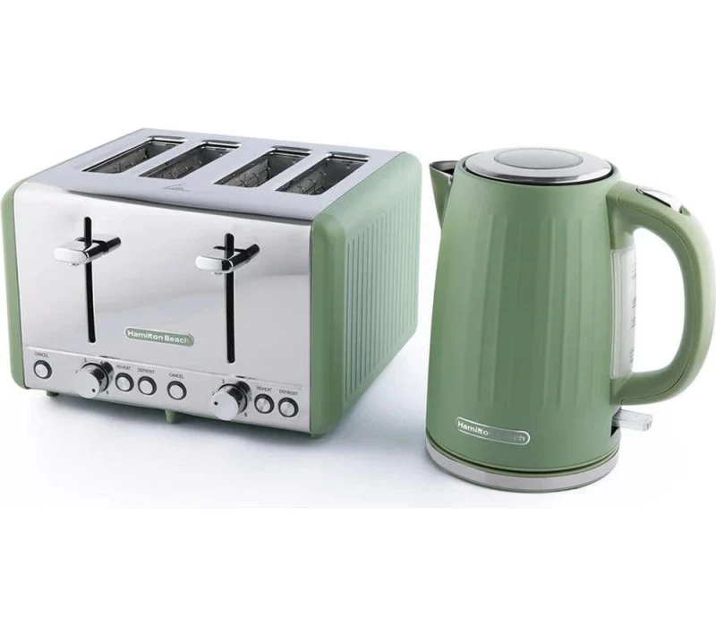 Image of HAMILTON BEACH Harmony Breakfast Jug Kettle & 4-Slice Toaster Bundle - Matcha, Green 5060916372580