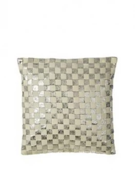 Image of Premier Housewares Kensington Townhouse Checkerboard Cushion - Silver