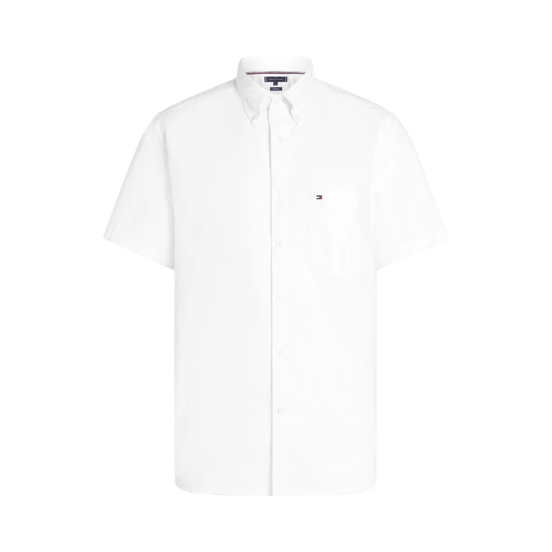 Image of Tommy Hilfiger Mens Heritage Oxford Short-Sleeve Plain Shirt White male S