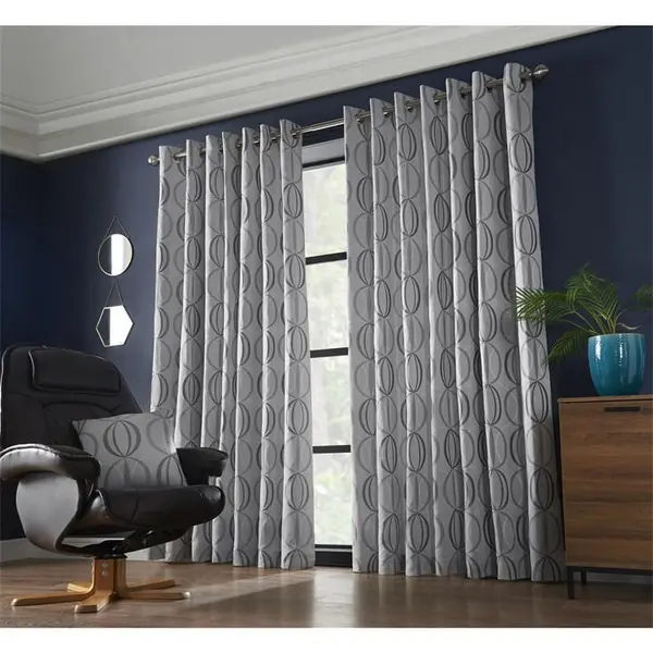 Image of Other Omega Multi Yarn Fully Lined Ring Top Curtains - Silver 45x54