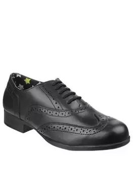 Image of Hush Puppies Kada Lace Up Brogue School Shoe, Black, Size 4 Older