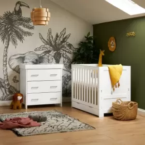 Image of OBaby Nika Mini 2 Piece Under Drawer Nursery Room Set White