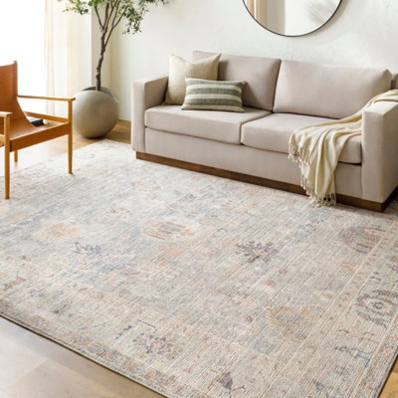Image of Becki Owens X Livabliss Vintage Oriental Boho Grey/pale Blue Marlene Area Rug 157 X 213cm - Easy Care, Ideal For Living Room