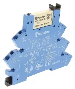 Image of Finder, 24V ac/dc SPDT Interface Relay Module, Cage Clamp Terminal, DIN Rail