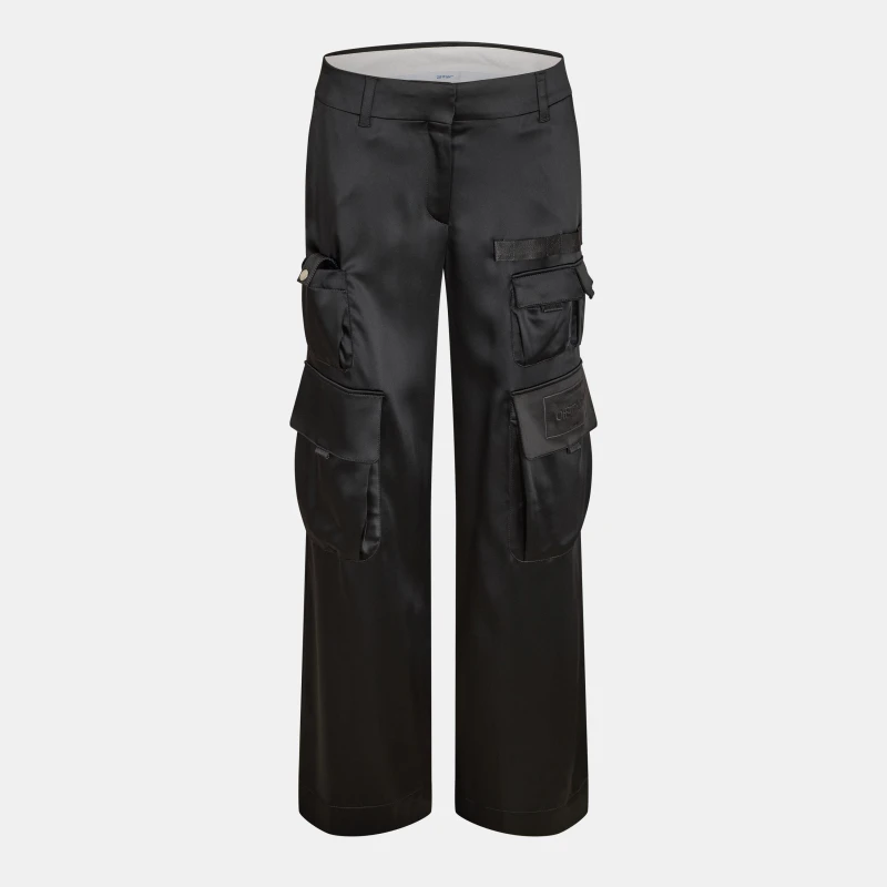 Image of Off White Womens - Relaxed Fit Cargo Trousers Black female 8 (XS)