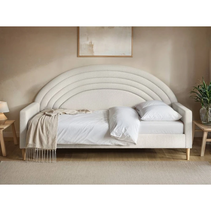 Image of Flair Noa Rainbow Fabric Day Bed in Beige Size: Single Beige Unisex Single