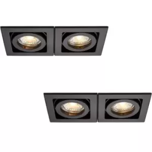 Image of 2 PACK Twin Recessed Boxed Downlight - 2 x 50W GU10 Reflector - Matt Black