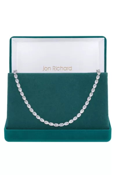 Image of Rhodium Plated And Cubic Zirconia Tennis Necklace - Gift Boxed