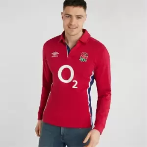 Image of Umbro England Alternate Long Sleeve Classic Rugby Shirt 2021 2022 - Red