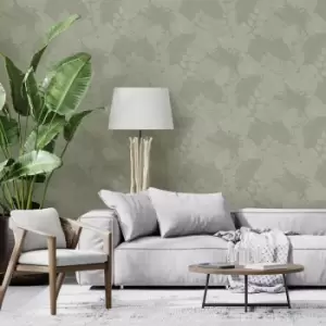 Image of Superfresco Easy - Scattered Leaves Floral Sage Green Wallpaper - White