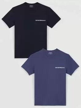 Image of Emporio Armani Bodywear Bodywear 2 Pack Lounge T-Shirt - Blue, Dark Blue, Size XL, Men