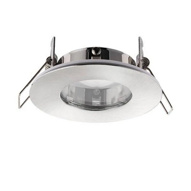 Image of Netlighting Speculo LED Fire Rated 1 Light Bathroom Recessed Light Brushed Chrome Plate Glass IP65 Grey