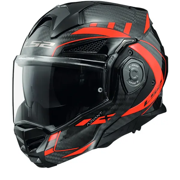 Image of LS2 FF901 Advant X Carbon Future Glossy Red Modular Helmet Size XS