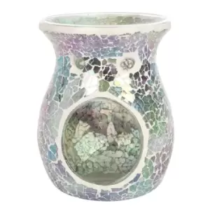 Image of Large Light Blue Iridescent Crackle Oil Burner