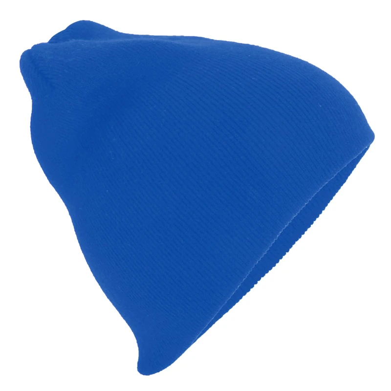 Image of Beechfield Beechfield Men Plain Basic Knitted Winter Beanie Hat in Royal Royal One Size Male 5055747801965