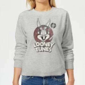 Image of Looney Tunes Bugs Bunny Circle Logo Womens Sweatshirt - Grey - M